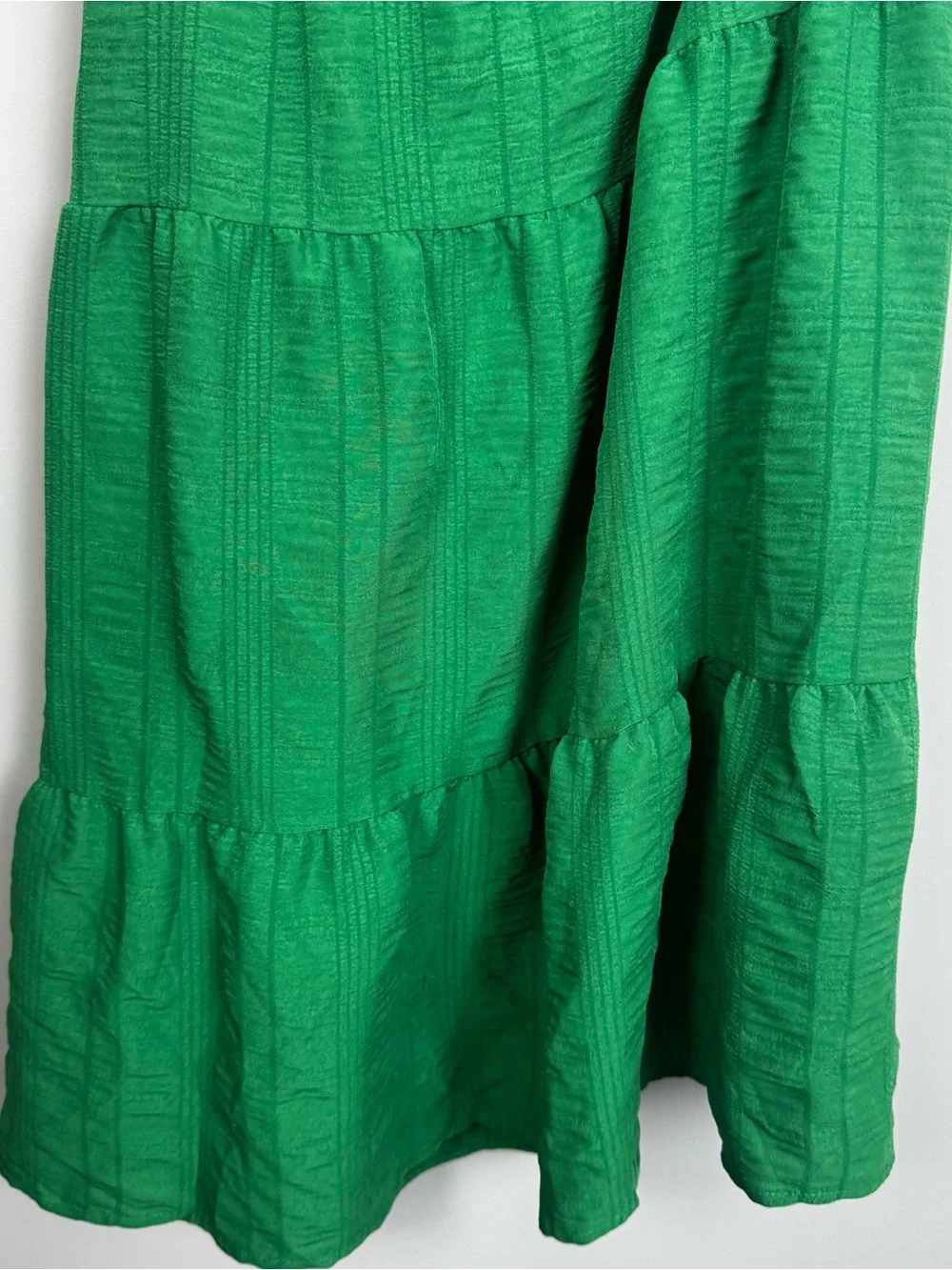 SHEIN | NEW Kelly Green One-Shoulder Tiered Dress with Tie Strap Women’s Size L